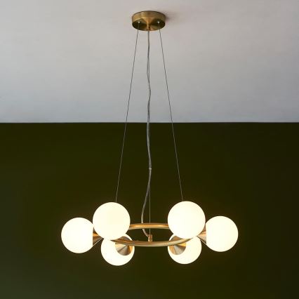 Endon 106390 - Viseči lestenec OTIS na jeklenem kablu 6xG9/3W/230V zlata