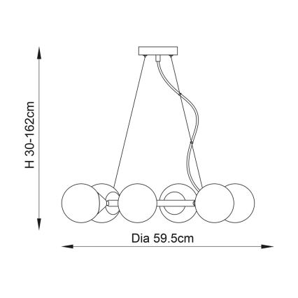 Endon 106390 - Viseči lestenec OTIS na jeklenem kablu 6xG9/3W/230V zlata