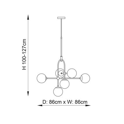 Endon 106661 - Lestenec na drogu ONTARIO 6xE14/7W/230V črna/dimno črna