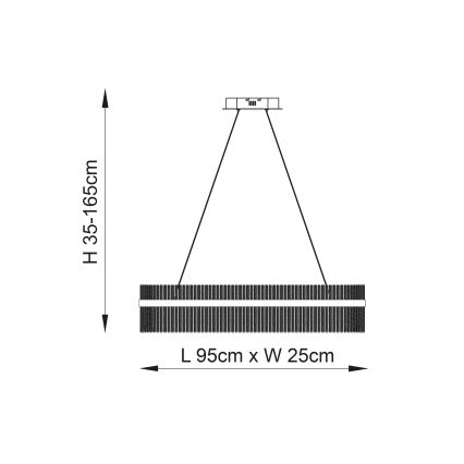 Endon 107109 - LED lestenec na jeklenem kablu LED/47W/230V 3000K sijajni krom