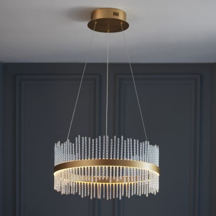 Endon 107671 - LED Zatemnitveni lestenec na vrvici ADRIEL LED/41W/230V 3000K pr. 51 cm zlata/prozorna