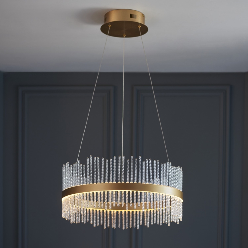 Endon 107671 - LED Zatemnitveni lestenec na vrvici ADRIEL LED/41W/230V 3000K pr. 51 cm zlata/prozorna