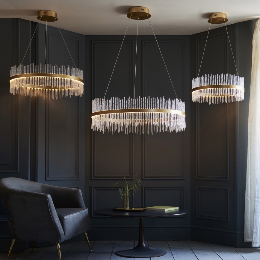 Endon 107671 - LED Zatemnitveni lestenec na vrvici ADRIEL LED/41W/230V 3000K pr. 51 cm zlata/prozorna