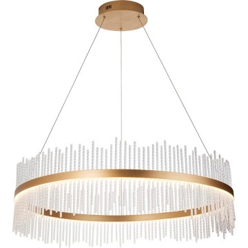 Endon 107672 - Zatemljiv LED lestenec na vrvici ADRIEL LED/83W/230V 3000K premer 89 cm zlata/prozorna