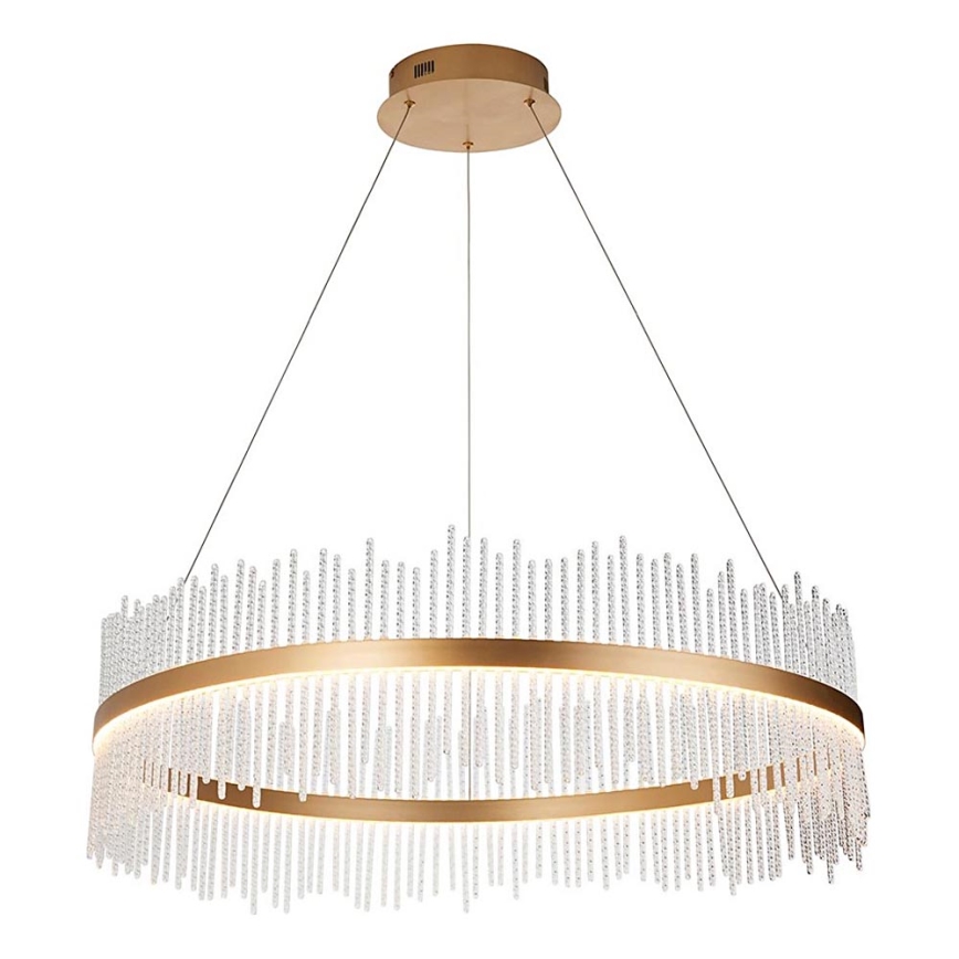 Endon 107672 - Zatemljiv LED lestenec na vrvici ADRIEL LED/83W/230V 3000K premer 89 cm zlata/prozorna