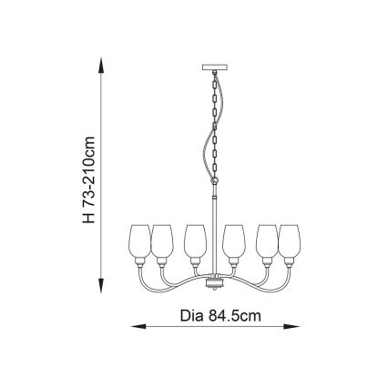 Endon 107791 - Lestenec na verigi 6xE14/6W/230V medenina
