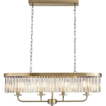 Endon 110539 - Lestenec na verigi CHESTERFIELD 4xE14/6W/230V medeninast