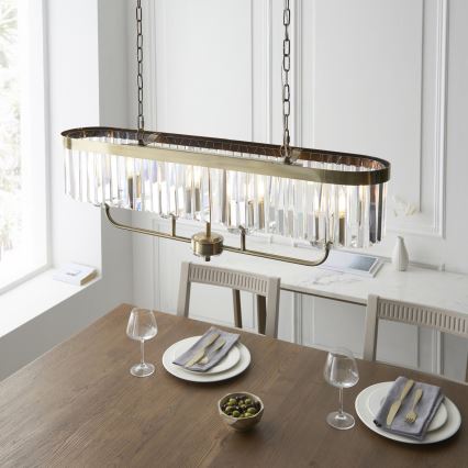 Endon 110539 - Lestenec na verigi CHESTERFIELD 4xE14/6W/230V medeninast