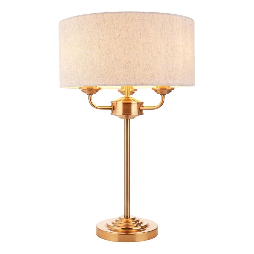 Endon 110721 - Namizna svetilka HIGHCLERE 3xE14/18W/230V bež/medenina pr. 32 cm