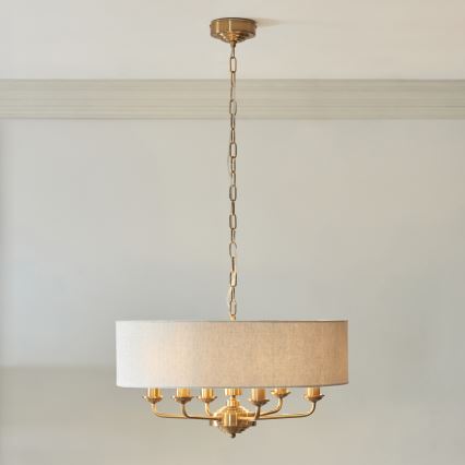 Endon 110722 - Lestenec na verigi HIGHCLERE 6xE14/6W/230V bež/medenina pr. 55 cm