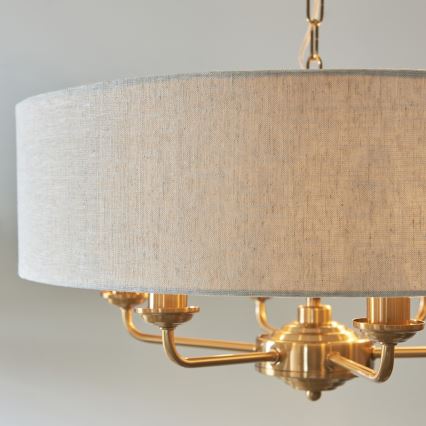 Endon 110722 - Lestenec na verigi HIGHCLERE 6xE14/6W/230V bež/medenina pr. 55 cm
