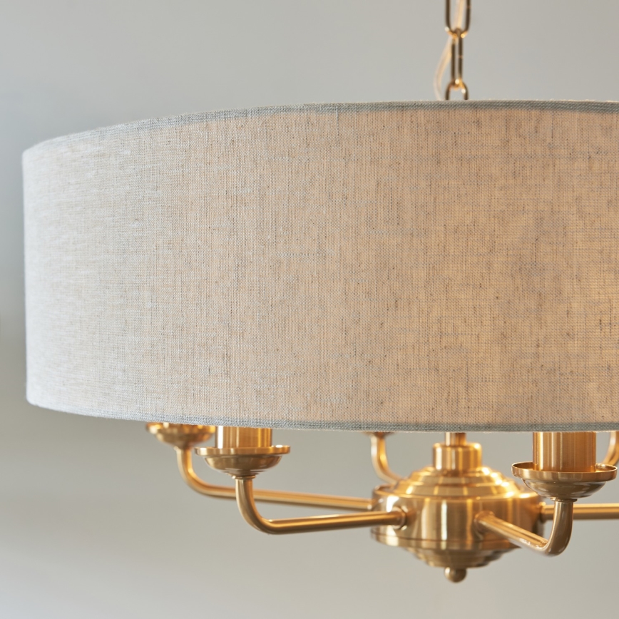 Endon 110722 - Lestenec na verigi HIGHCLERE 6xE14/6W/230V bež/medenina pr. 55 cm