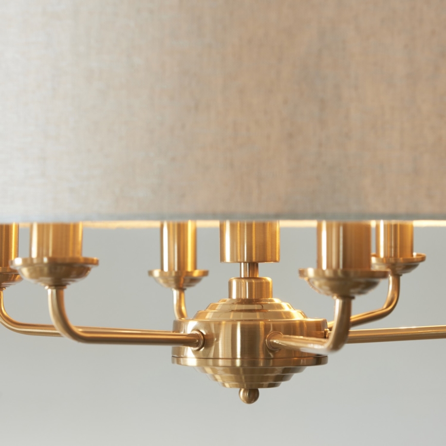 Endon 110722 - Lestenec na verigi HIGHCLERE 6xE14/6W/230V bež/medenina pr. 55 cm