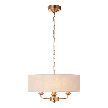 Endon 110723 - Lestenec na verigi HIGHCLERE 3xE14/40W/230V bež/medenina