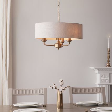 Endon 110723 - Lestenec na verigi HIGHCLERE 3xE14/40W/230V bež/medenina pr. 45 cm