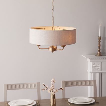 Endon 110723 - Lestenec na verigi HIGHCLERE 3xE14/40W/230V bež/medenina pr. 45 cm