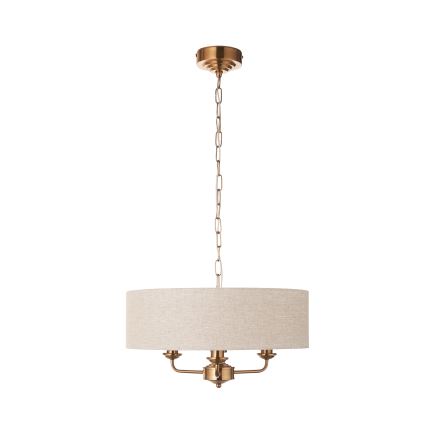 Endon 110723 - Lestenec na verigi HIGHCLERE 3xE14/40W/230V bež/medenina pr. 45 cm