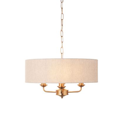 Endon 110723 - Lestenec na verigi HIGHCLERE 3xE14/40W/230V bež/medenina pr. 45 cm