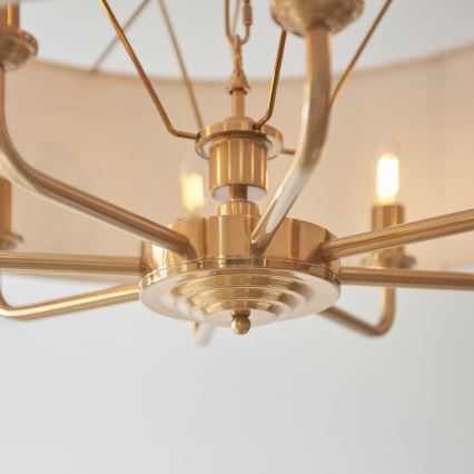 Endon 110727 - Lestenec na verigi HIGHCLERE 8xE14/6W/230V, bež/medenina, premer 70 cm