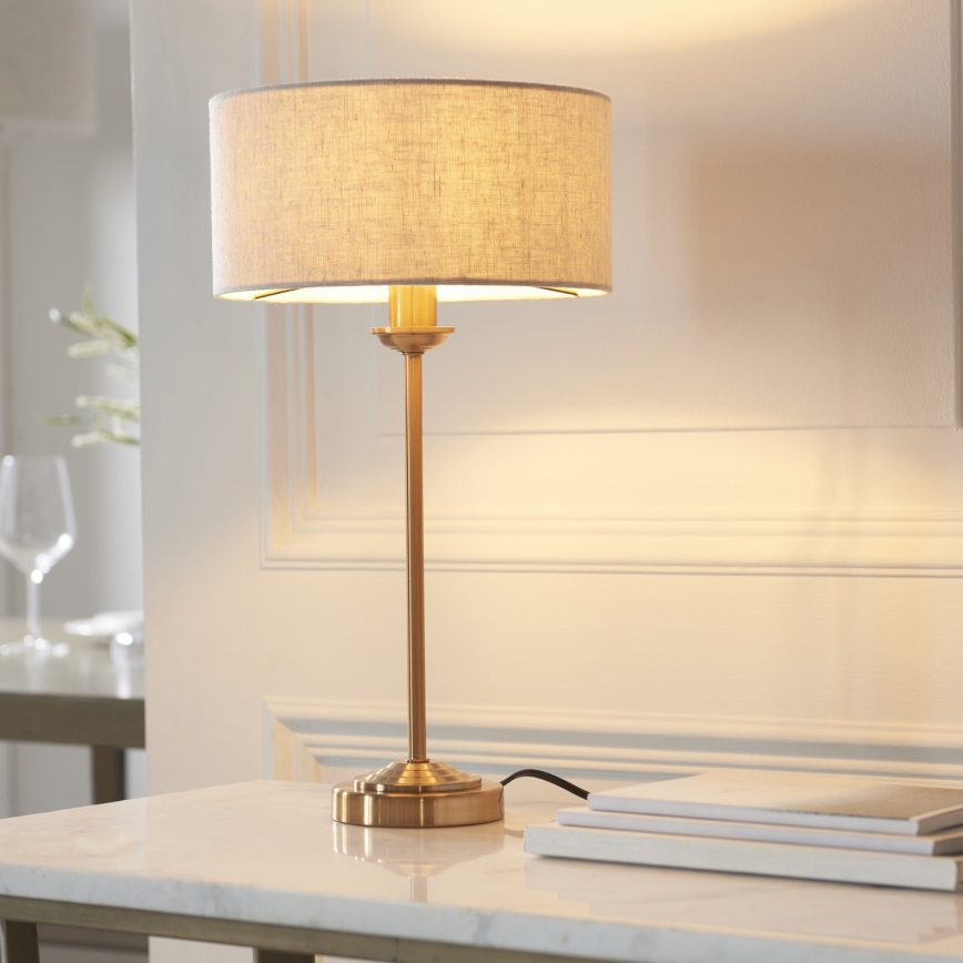 Endon 110728 - Namizna svetilka HIGHCLERE 1xE14/7W/230V, bežna/medena, premer 25 cm