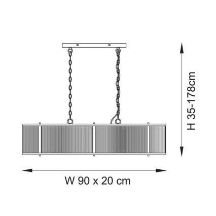 Endon 110945 - Lestenec na verigi RIDGETON 4xE14/6W/230V medenina/prozorna