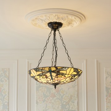 Endon 111869 - Lestenec na verigi Tiffany ASHTON 3xE27/10W/230V, premer 45 cm