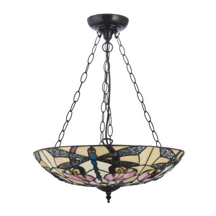 Endon 111869 - Lestenec na verigi Tiffany ASHTON 3xE27/10W/230V, premer 45 cm