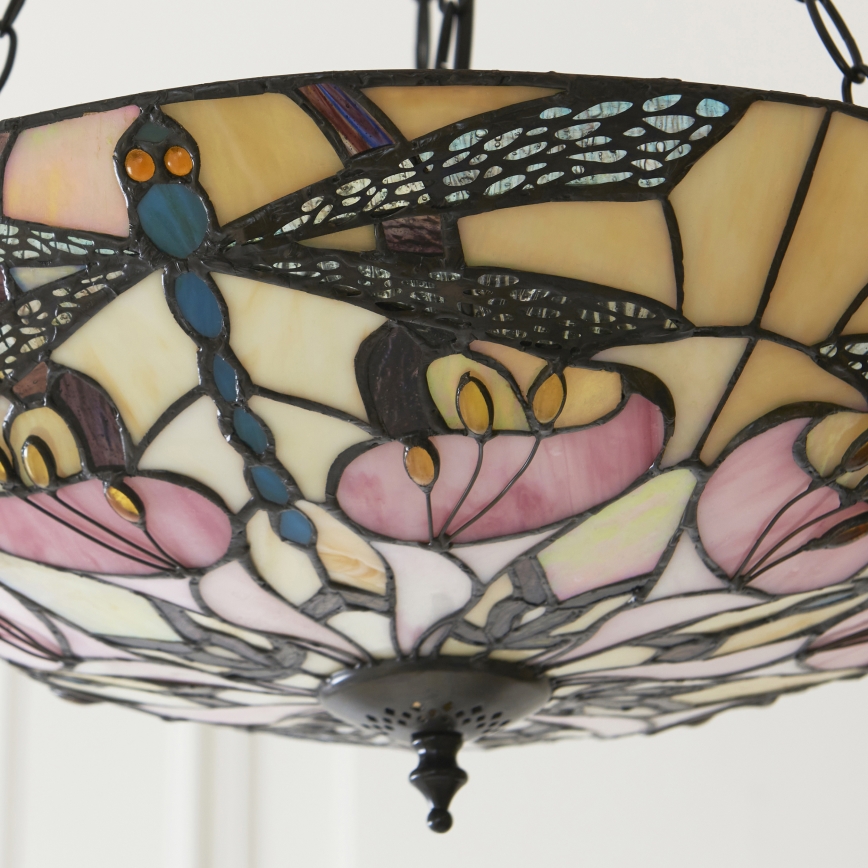 Endon 111869 - Lestenec na verigi Tiffany ASHTON 3xE27/10W/230V, premer 45 cm