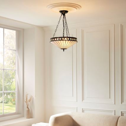 Endon 111870 - Lestenec na verigi Tiffany FARGO 3xE27/10W/230V premer 41,5 cm