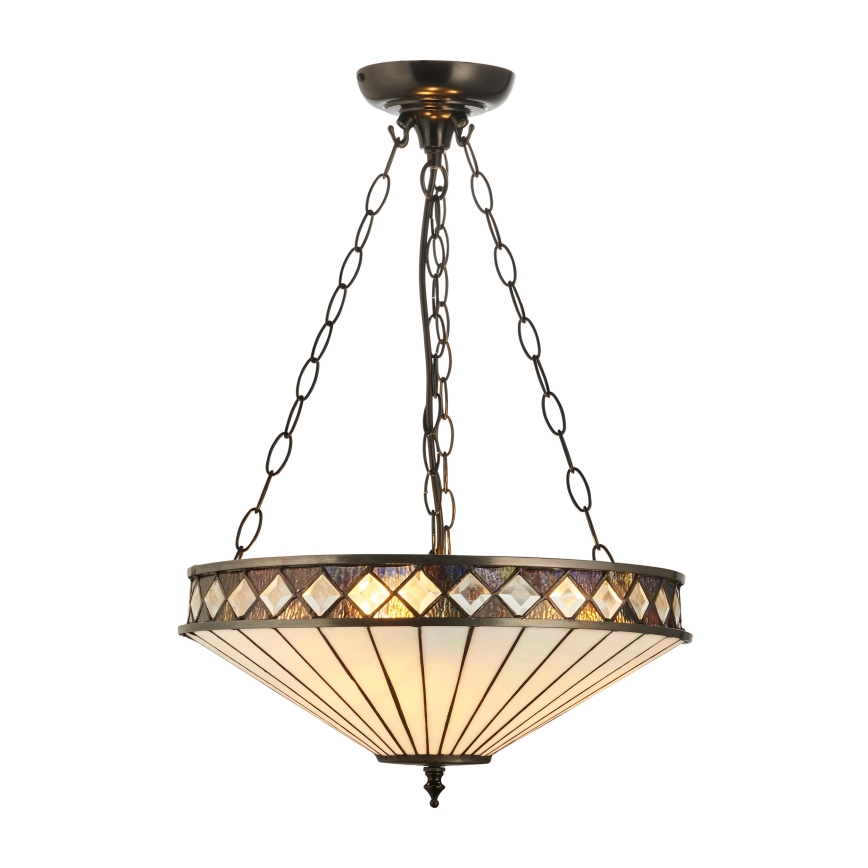 Endon 111870 - Lestenec na verigi Tiffany FARGO 3xE27/10W/230V premer 41,5 cm
