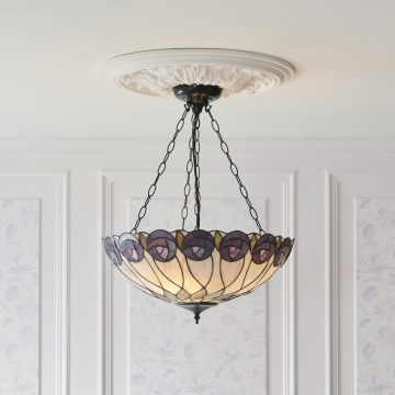 Endon 111872 - Lestenec na verigi Tiffany HUTCHINSON 3xE27/60W/230V, premer 50 cm