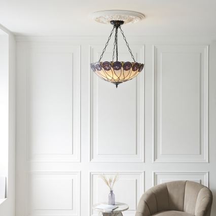 Endon 111872 - Lestenec na verigi Tiffany HUTCHINSON 3xE27/60W/230V, premer 50 cm