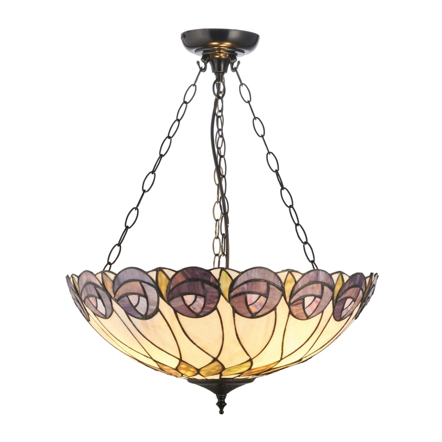 Endon 111872 - Lestenec na verigi Tiffany HUTCHINSON 3xE27/60W/230V, premer 50 cm