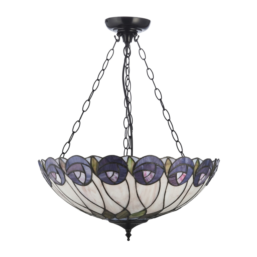 Endon 111872 - Lestenec na verigi Tiffany HUTCHINSON 3xE27/60W/230V, premer 50 cm