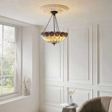 Endon 111872 - Lestenec na verigi Tiffany HUTCHINSON 3xE27/60W/230V, premer 50 cm