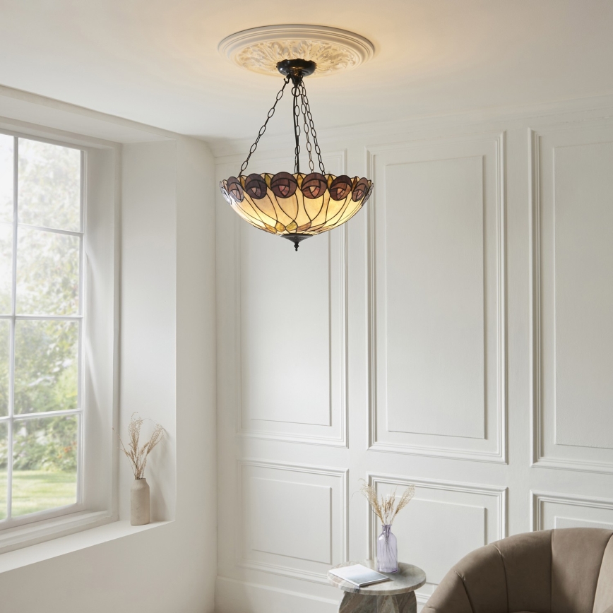 Endon 111872 - Lestenec na verigi Tiffany HUTCHINSON 3xE27/60W/230V, premer 50 cm
