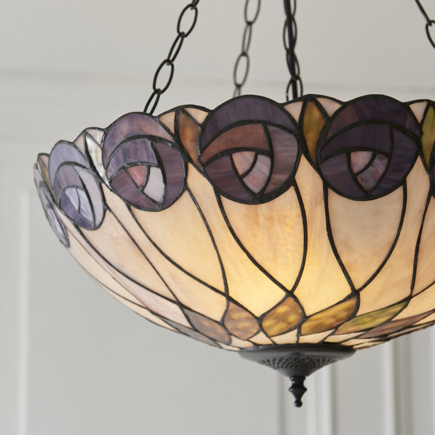 Endon 111872 - Lestenec na verigi Tiffany HUTCHINSON 3xE27/60W/230V, premer 50 cm