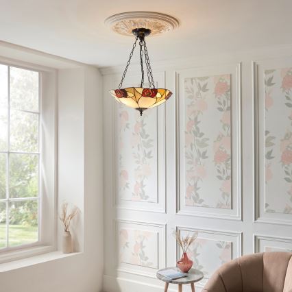 Endon 111879 - Lestenec na verigi Tiffany INGRAM 3xE27/10W/230V, premer 45 cm