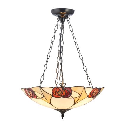 Endon 111879 - Lestenec na verigi Tiffany INGRAM 3xE27/10W/230V, premer 45 cm