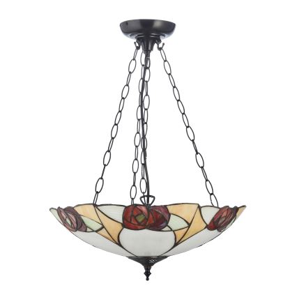 Endon 111879 - Lestenec na verigi Tiffany INGRAM 3xE27/10W/230V, premer 45 cm