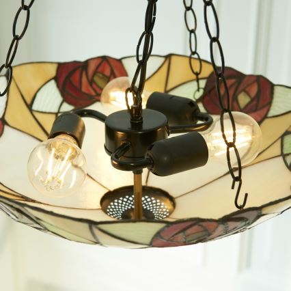 Endon 111879 - Lestenec na verigi Tiffany INGRAM 3xE27/10W/230V, premer 45 cm