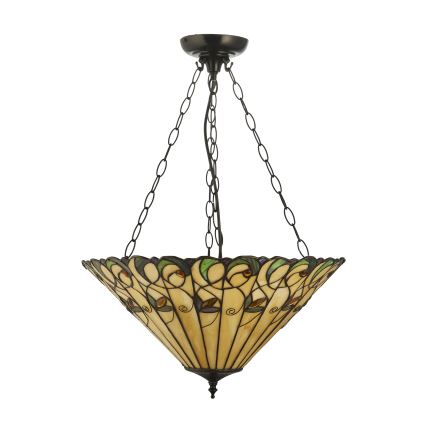 Endon 111881 - Lestenec na verigi Tiffany JAMELIA 3xE27/10W/230V, premer 50 cm