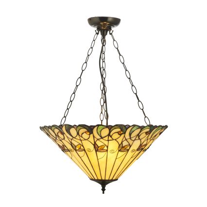 Endon 111881 - Lestenec na verigi Tiffany JAMELIA 3xE27/10W/230V, premer 50 cm