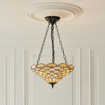 Endon 111884 - Lestenec na verigi Tiffany PEARL 3xE27/10W/230V, premer 37 cm