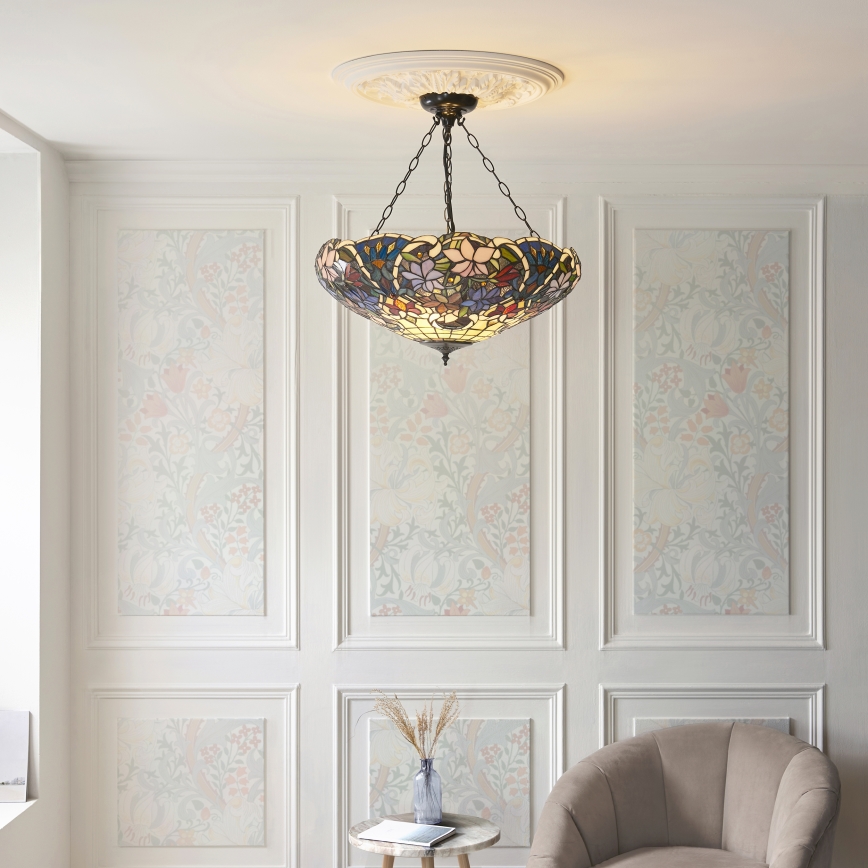 Endon 111887 - Lestenec na verigi Tiffany SULLIVAN 3xE27/10W/230V Ø 57 cm