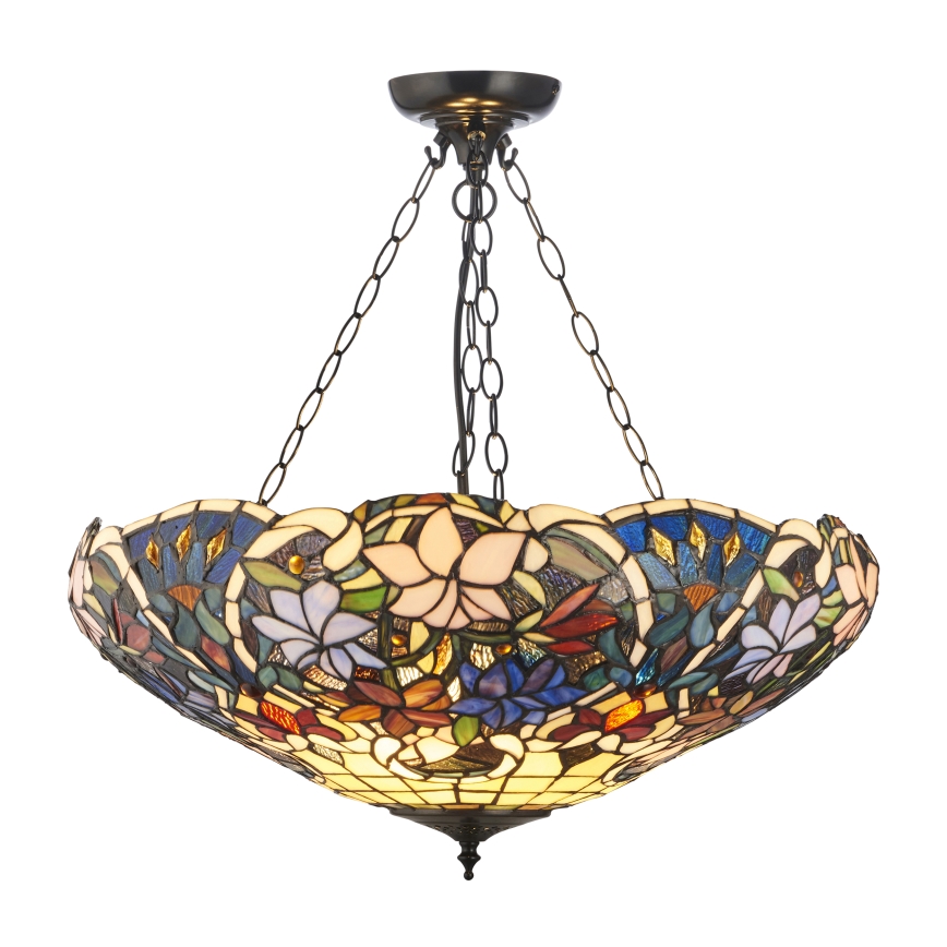Endon 111887 - Lestenec na verigi Tiffany SULLIVAN 3xE27/10W/230V Ø 57 cm