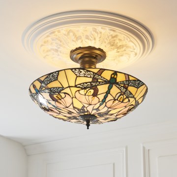 Endon 111892 - Površinsko pritrjen lestenec Tiffany ASHTON, 3xE27/10W/230V, premer 45 cm