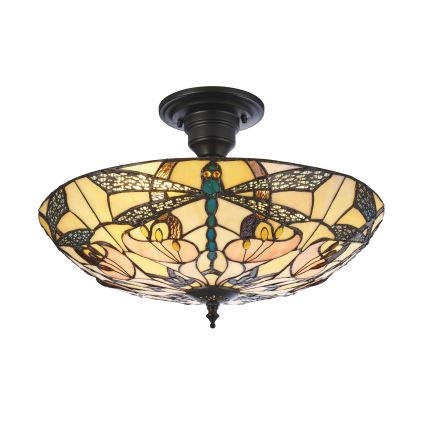Endon 111892 - Površinsko pritrjen lestenec Tiffany ASHTON, 3xE27/10W/230V, premer 45 cm