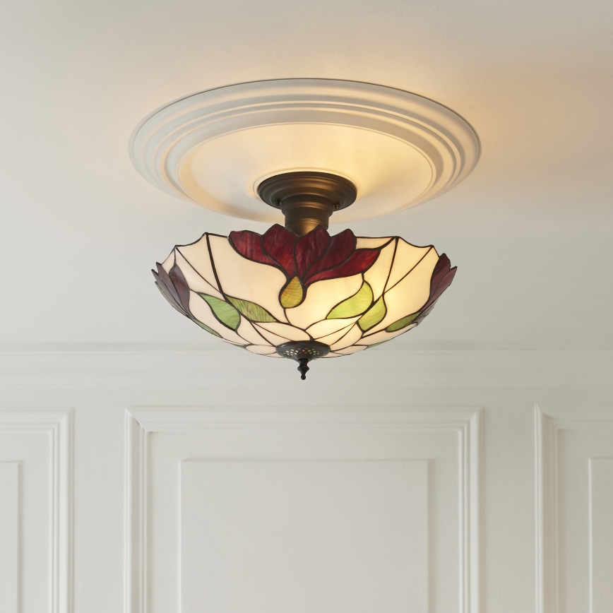 Endon 111896 - Pritrjen Tiffany lestenec BOTANICA 3xE27/10W/230V, premer 45 cm