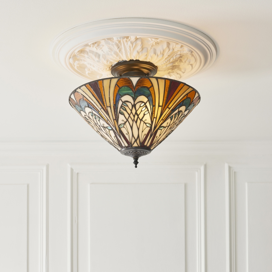 Endon 111905 - Pritrjen stropni lestenec Tiffany HECTOR 3xE27/10W/230V, premer 40 cm